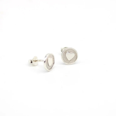 925 Sterling Silver 8mm Heart Stud Earrings with Pink Enamel