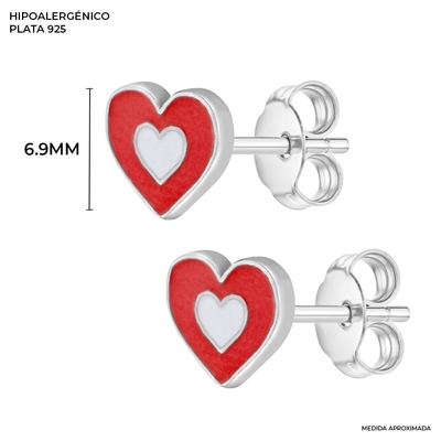 925 Sterling Silver Heart Stud Earrings for Children and Women