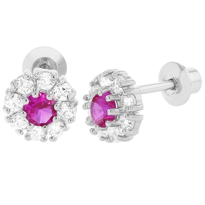 925 Silver Flower Stud Earrings with CZ for Children 30PRS MOQ
