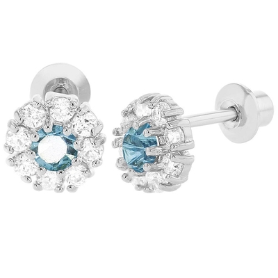 925 Silver Flower Stud Earrings with CZ for Children 30PRS MOQ