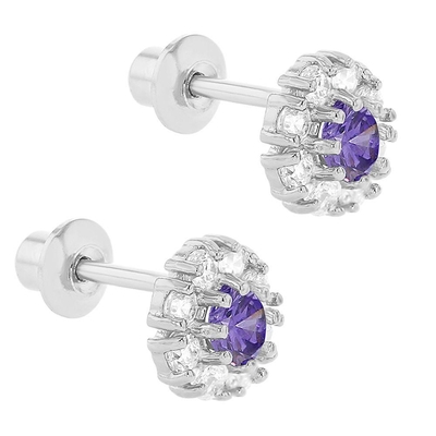 925 Silver Flower Stud Earrings with CZ for Children 30PRS MOQ