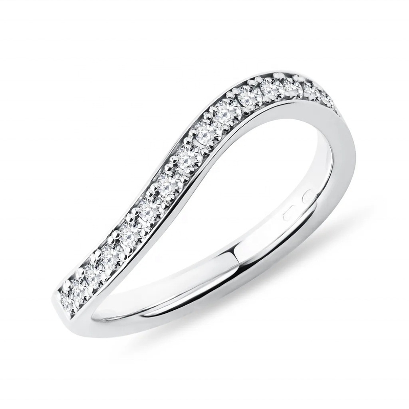 925 Sterling Silver White Gold Diamond CZ Wave Ring for Ladies Fine Jewelry OEM/ODM