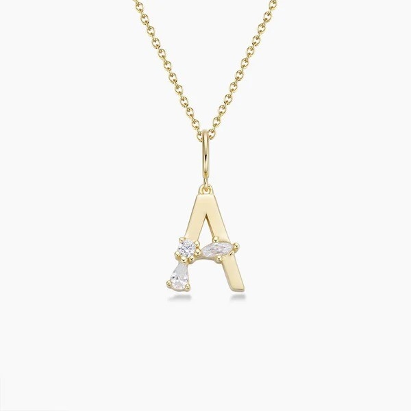 925 Sterling Silver CZ Letter Pendants in Simply 18K Gold Plated for Fashion Jewelry