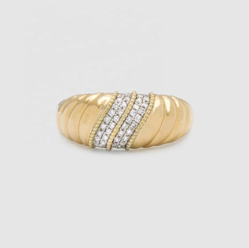 Platinum Plating Round Brilliant Cut Diamond Dome Ring For Women Fine Jewelry OEM / ODM