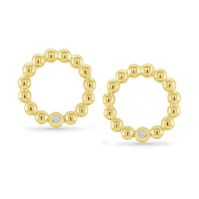 925 Sterling Silver Women's Round Shape Bezel Setting Solitaire Stud Earrings with Custom Size Options