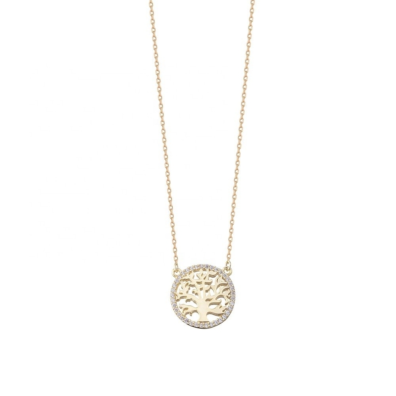 Party Occasion 18K Gold Plated Sterling Silver Tree of Life Pendant Necklace for Women