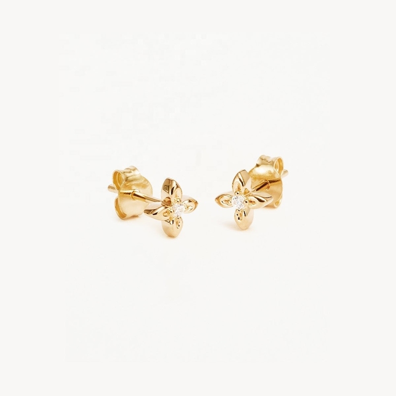 925 Sterling Silver Flower Stud Earrings Small Size for Everyday Wear