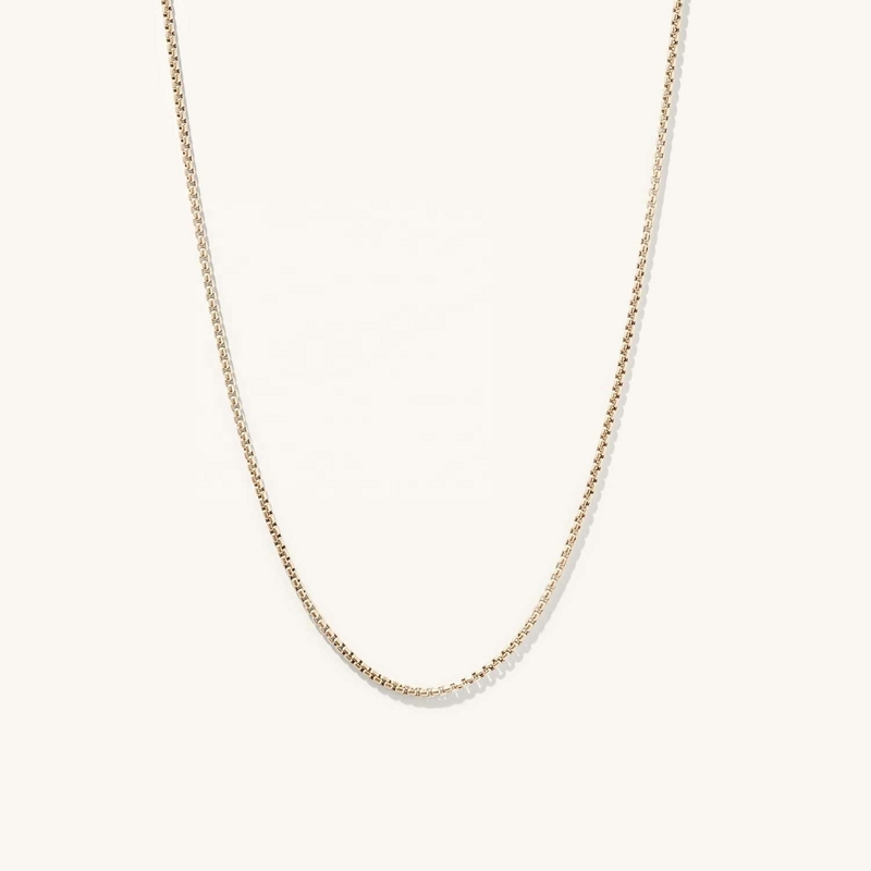 Handmade 18K Gold Plated Round Box Necklace Chain with Fast Shipping and Customizable Logo