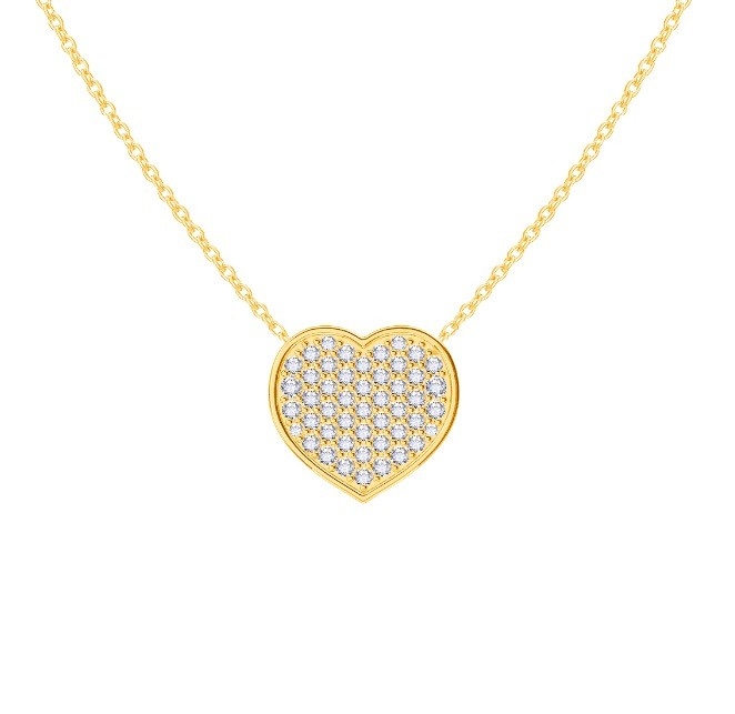 18" Chain Length Round Cut Diamond 925 Sterling Silver Heart Pendant Necklace for Women