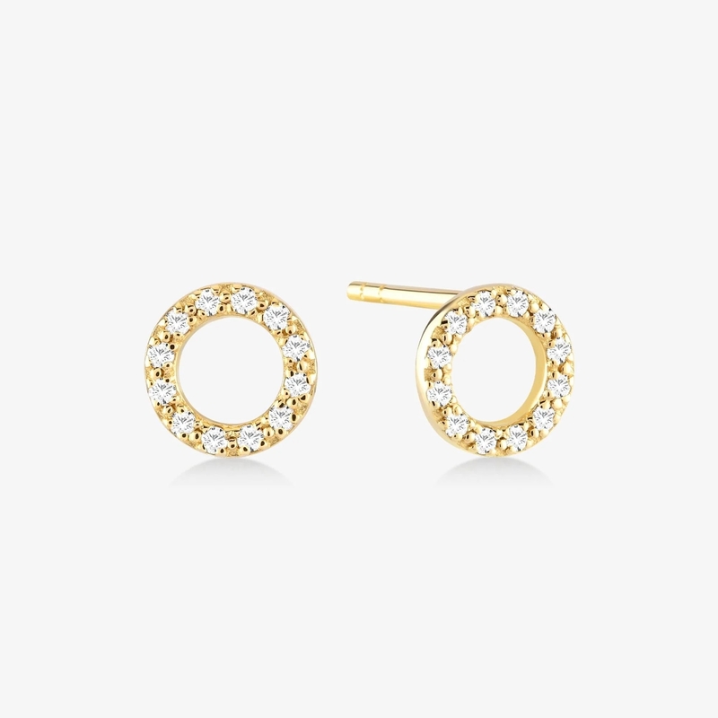 18K Gold Plated 925 Sterling Silver Classic Stud Earrings for Girls Fashion Accessory