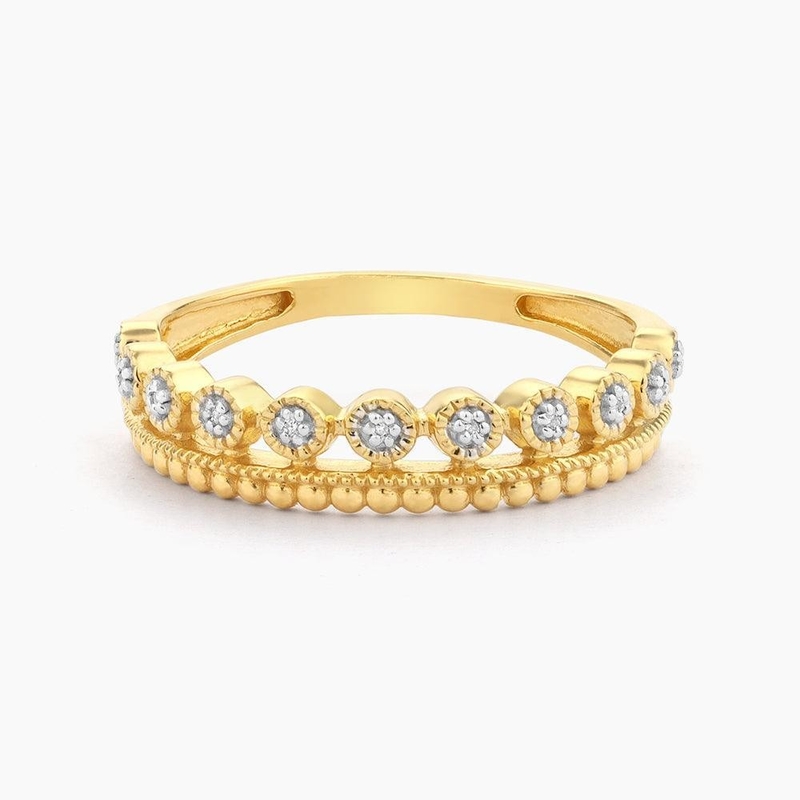 925 Sterling Silver CLASSIC Style Wholesales Stackable Women's Ring With Gold Plated Beads