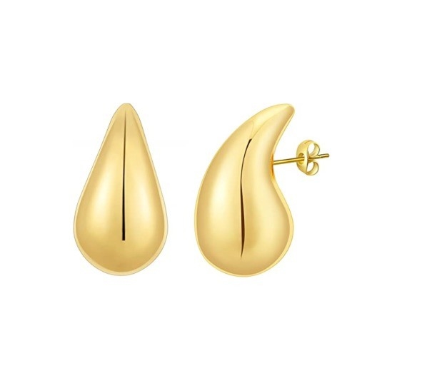 Customized Logo 18K Gold Plated Teardrop Hollow Stud Earring for Girls Jewelry Party