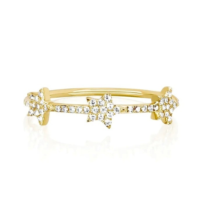 18K Gold Plated Silver CZ Star Statement Rings for Women Micro Pave Setting Certified