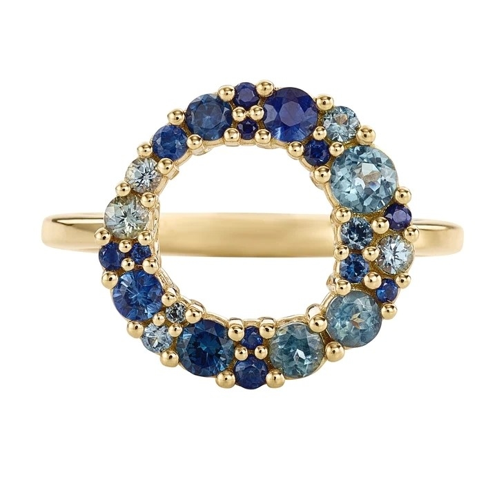 18K Gold Bubble Multi Color Sapphire Cubic Zircon 925 Sterling Silver Women's Ring