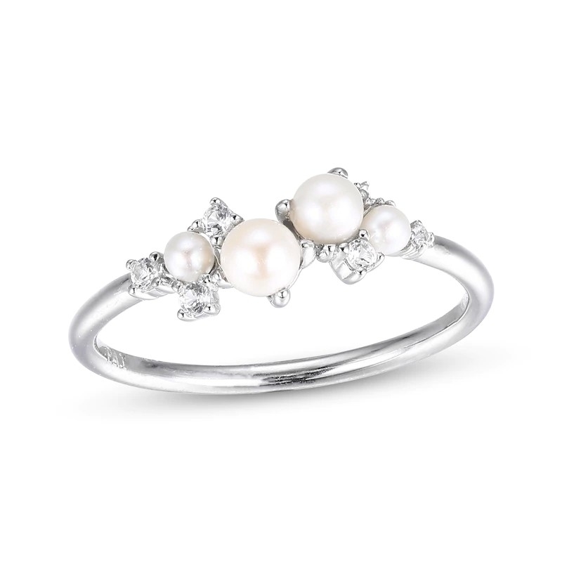 White CZ Stackable 925 Sterling Silver Rings Size 3-10 Pearl Engagement Rings