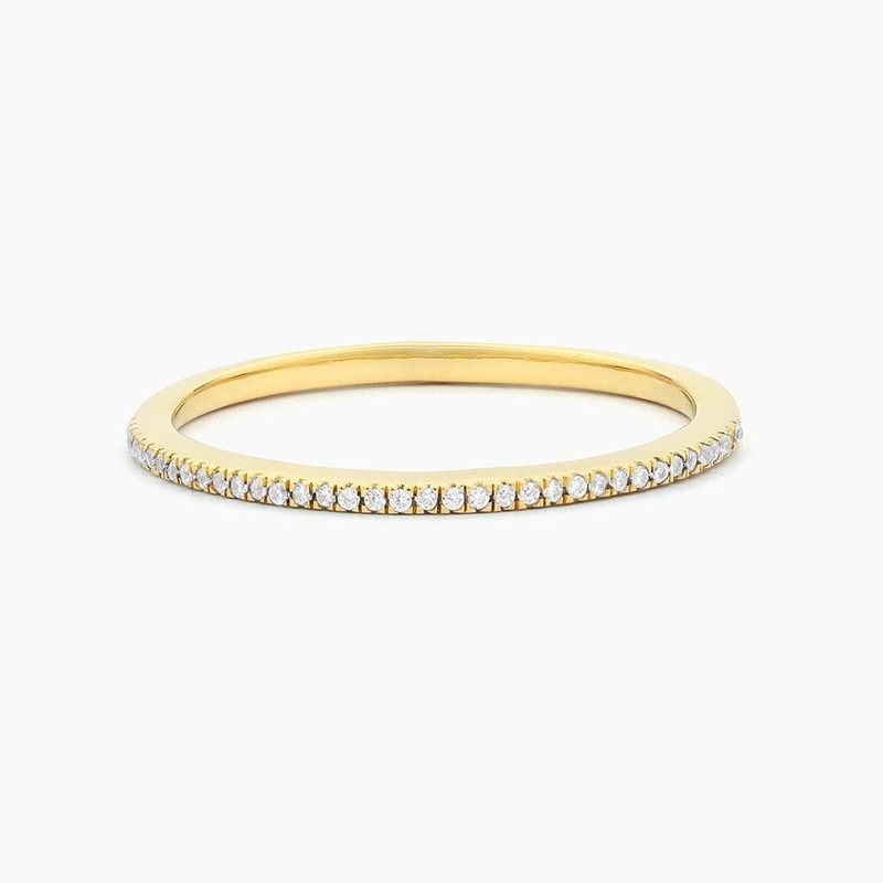 Hot Item 18K Gold Plated Half Eternity Stackable 925 Sterling Silver Women's Band Ring