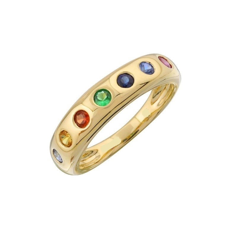 Multi Color Stones Stacking Fashion Ring Jewelry for Girls in 925 Sterling Silver Band