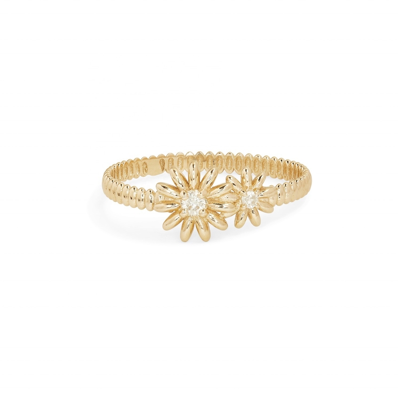Fashion Gold Plated 925 Sterling Silver Daisy CZ Ring Women's Elegance Accessory