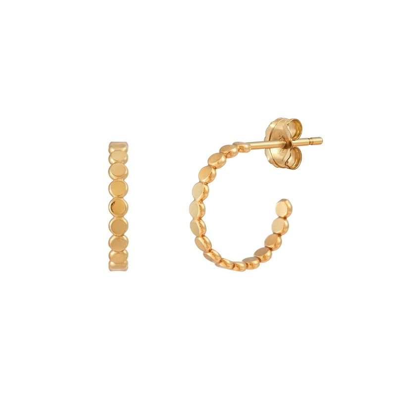 Trendy 18K Gold Plated Flat Disc 925 Sterling Silver Hoop Earrings for Girls