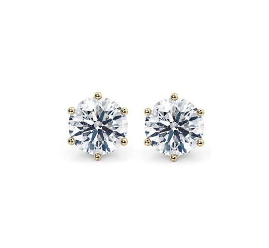 Six Claw White CZ Stud Earrings 925 Sterling Silver 18K Cubic Zirconia Stud Earrings