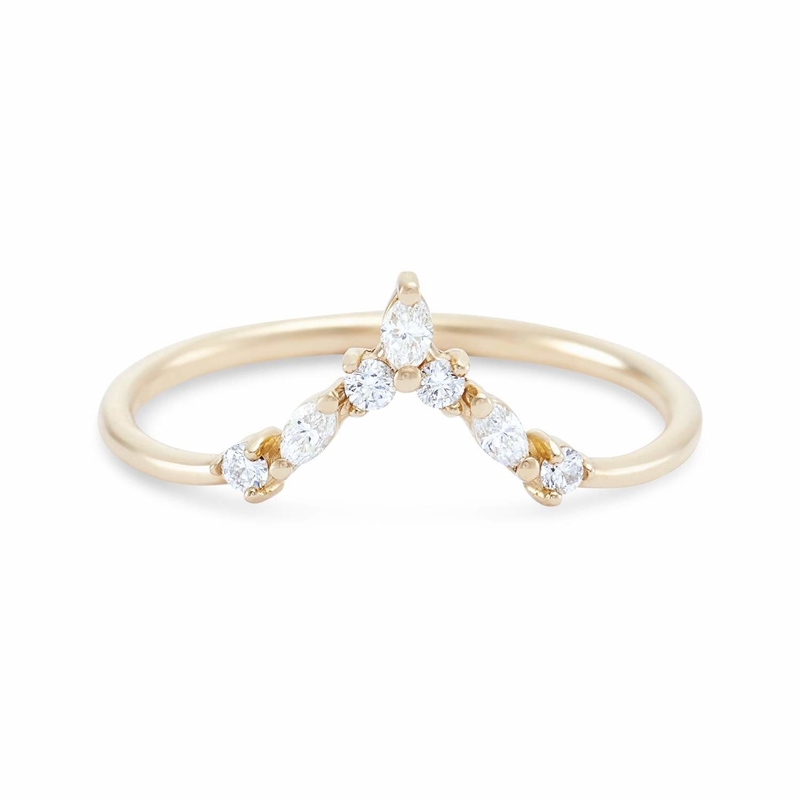 V-Shaped Stacking Rings with Around and Marquise White CZ in 925 Sterling Silver