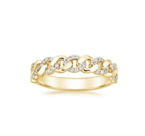 Micron Pave CZ 18K Gold Plated Stacking Chain Link 925 Sterling Silver Women's Rings