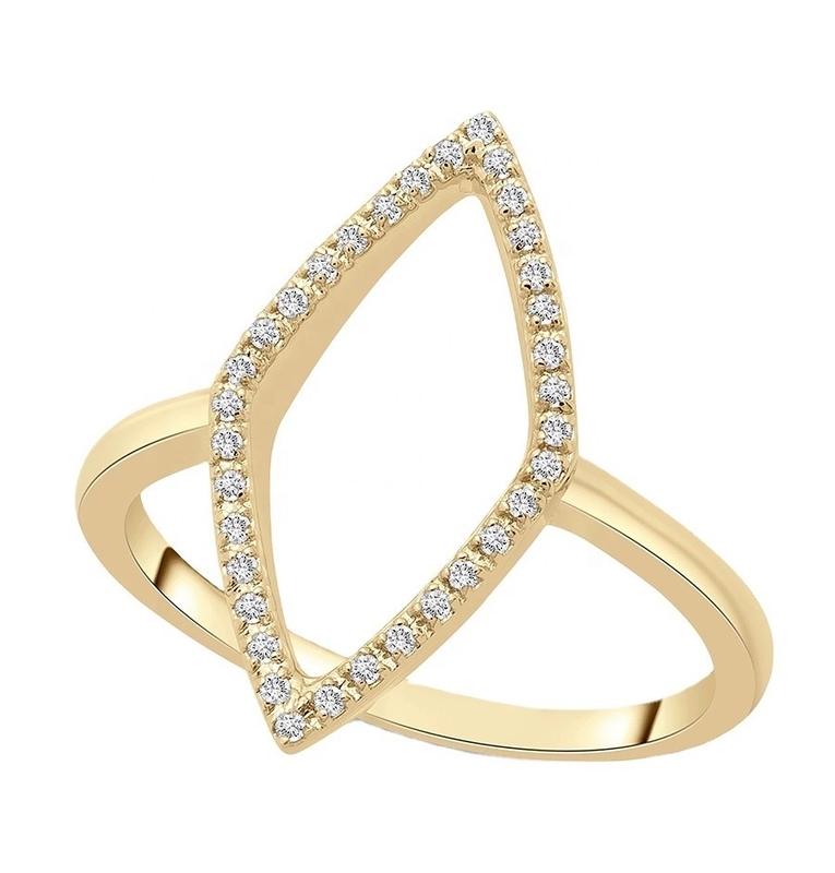 Engagement White CZ Rhombus Statement Ring Gold 925 Sterling Silver Jewelry for Women