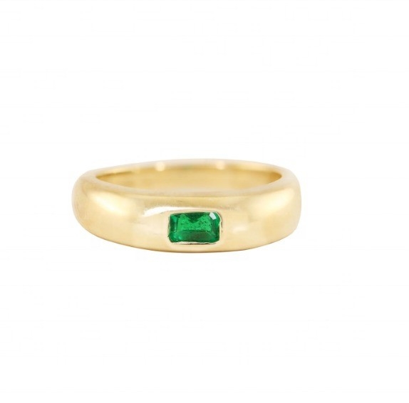 Jewelry Type Rings Vintage 18K Gold Plated Emerald Baguette Dome Gemstone Rings for Women