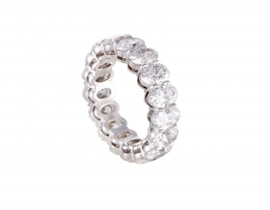 Clear CZ Oval Eternity Band Ring Jewelry Type Women'S Silver Eternity Ring