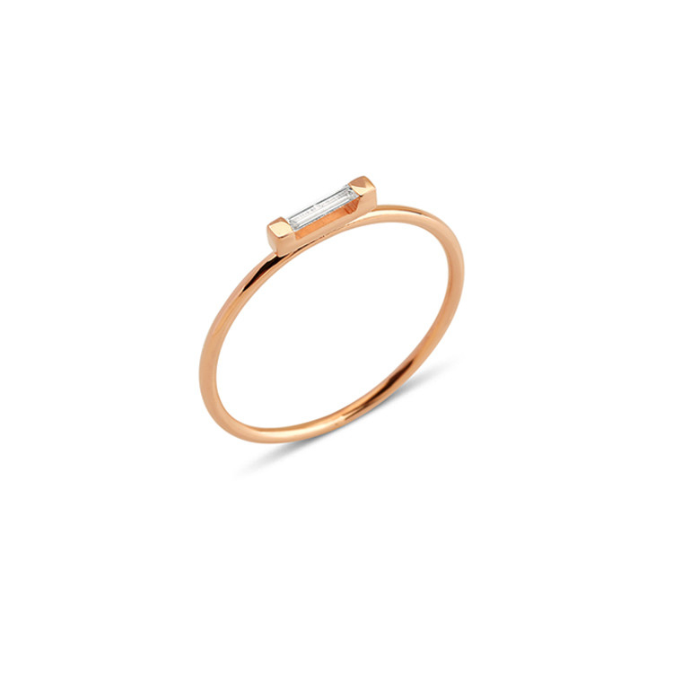 925 Sterling Silver Eco Friendly Mini Baguette Rings for Women Real Gold Plated Jewelry