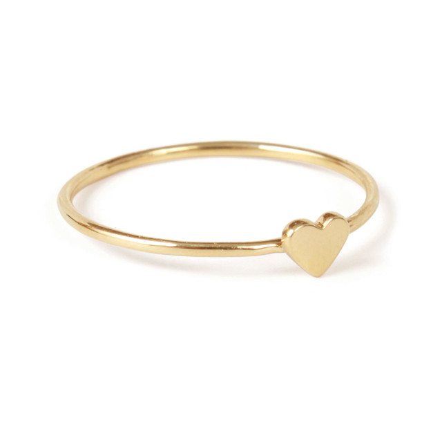 Delicate Plain Design Heart Ring Real 925 Sterling Silver 18K Gold Plated Tarnish Free