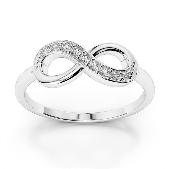 White CZ Stone Love Infinity Rings in 925 Sterling Silver for Everlasting Romance
