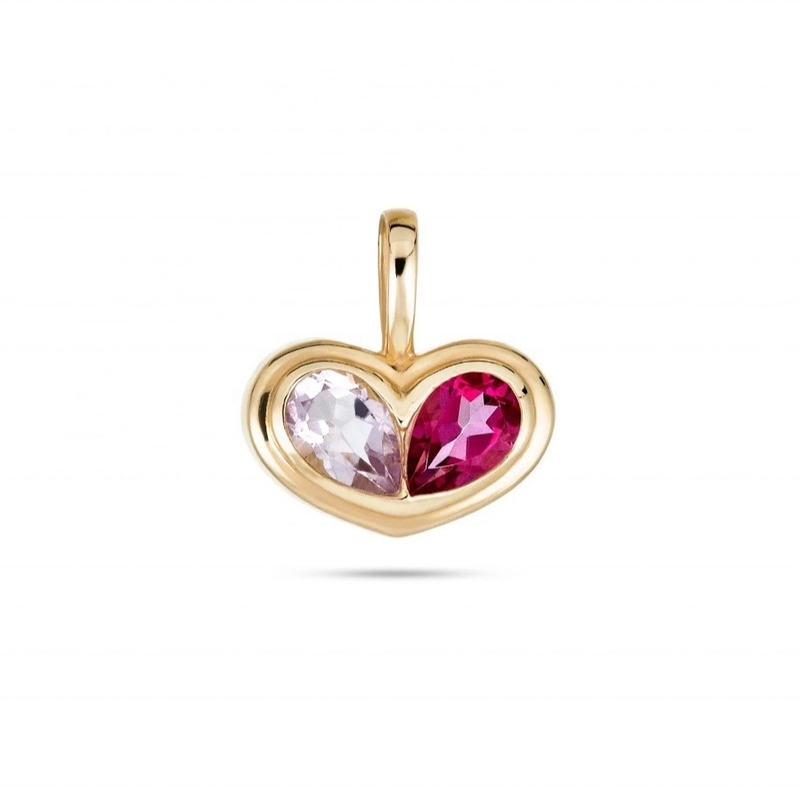 Valentine Days Gift Colorful Heart Shaped Gemstone Pendant Necklaces For Engagement