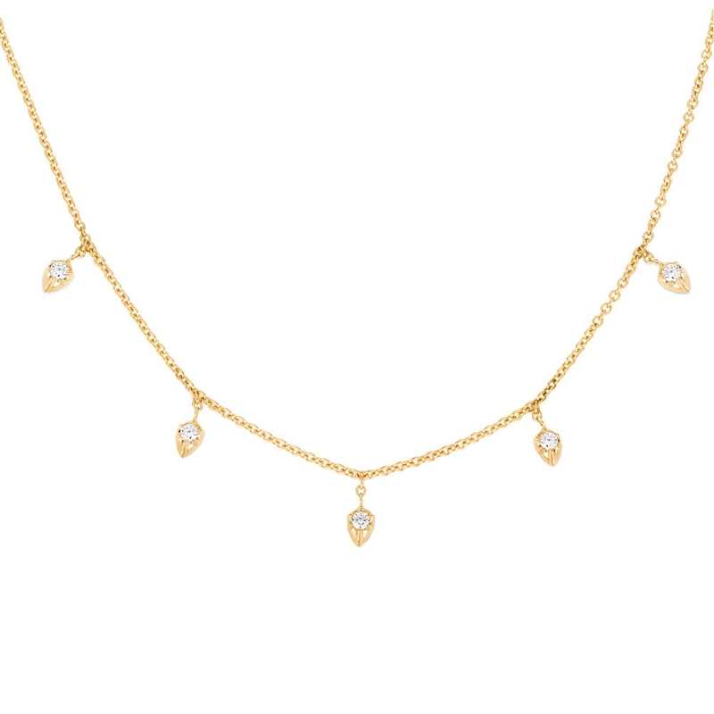 18K Gold Plated Chain 925 Sterling Silver Fine Necklace For Women Princess Cut Design