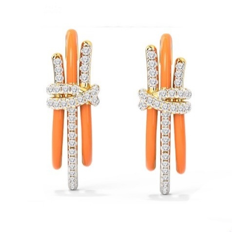 2024 Fashion Brazilian Enigma Silver Earrings with Orange Epoxy and White CZ Jewelry Accessorie