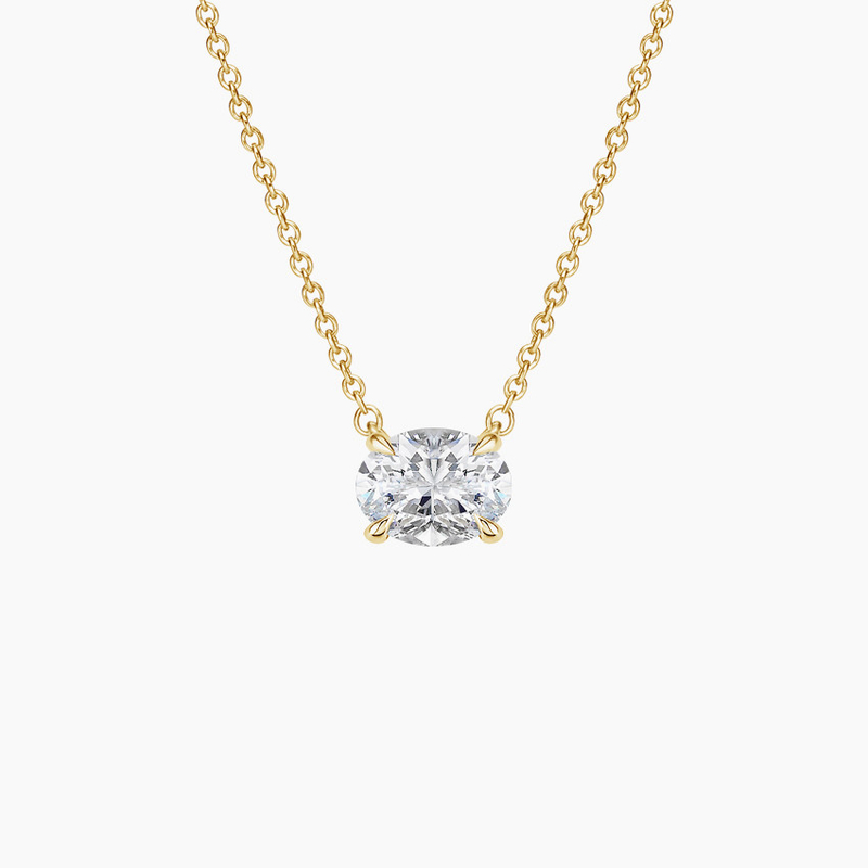 Oval Cut 5A White Cubic Zirconia Shiny Gemstone Pendant Necklaces for Women Classic Jewelry
