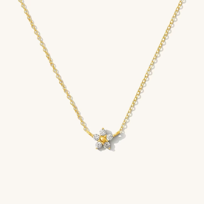 925 Sterling Silver Flower Necklace Exquisite Trendy Rhodium Plated For Engagement Wedding Party Perfect Gift For Girlfriends