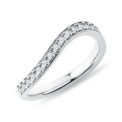 925 Sterling Silver White Gold Diamond CZ Wave Ring for Ladies Fine Jewelry OEM/ODM