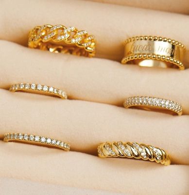 Handmade Twist Classic 925 Sterling Silver Women's Ring Jewelry Plated With 18K Gold