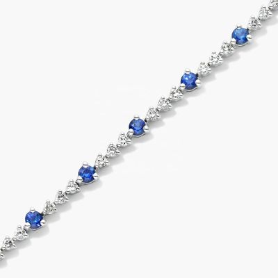 3MM White Zircon Ruby Tennis Bracelet Round Cut Sterling Silver Tennis Bracelet