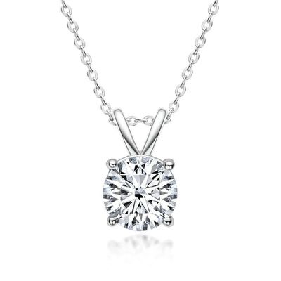 925 Sterling Silver Pendant for Girls 18K Yellow Gold Round Cut Solitaire Stone Gift