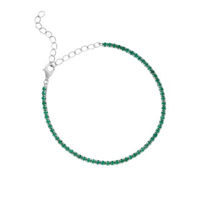 White Gold Plated May Birthday Emerald Cubic Zircon Adjustable Tennis Chain Bracelet