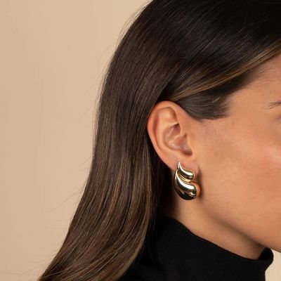2024 Double Teardrop Fashion 18K Gold Plated Earrings and Customized Logo Acceptance