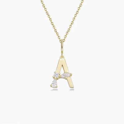925 Sterling Silver CZ Letter Pendants in Simply 18K Gold Plated for Fashion Jewelry