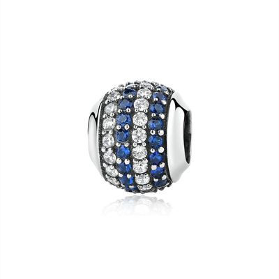 Fashion White and Blue CZ 925 Sterling Silver Jewelry Making Accessories