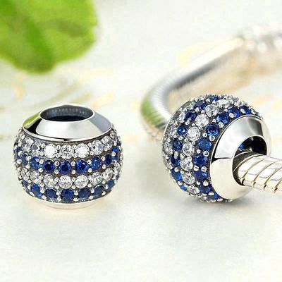 Fashion White and Blue CZ 925 Sterling Silver Jewelry Making Accessories