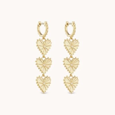 Handcrafted 14K Gold Plated Dangle Multi Huggies Heart Charm Earrings Perfect Present