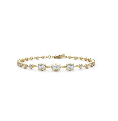 18K Gold Plated Micron Pave CZ Delicate Chain Design Tennis Bracelets Timeless Beauty