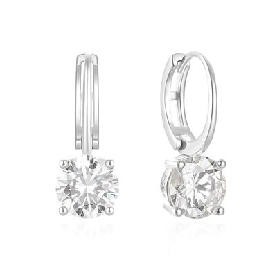 925 Sterling Silver Arrived 18K Gold Plated Solitaire White Cubic Zircon Huggies Earrings