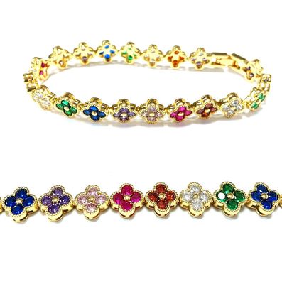 Fresh Water Pearl CZ Stones Tennis Bracelets Plated Custom Jewelry Rainbow Gold Copper Brass for Women